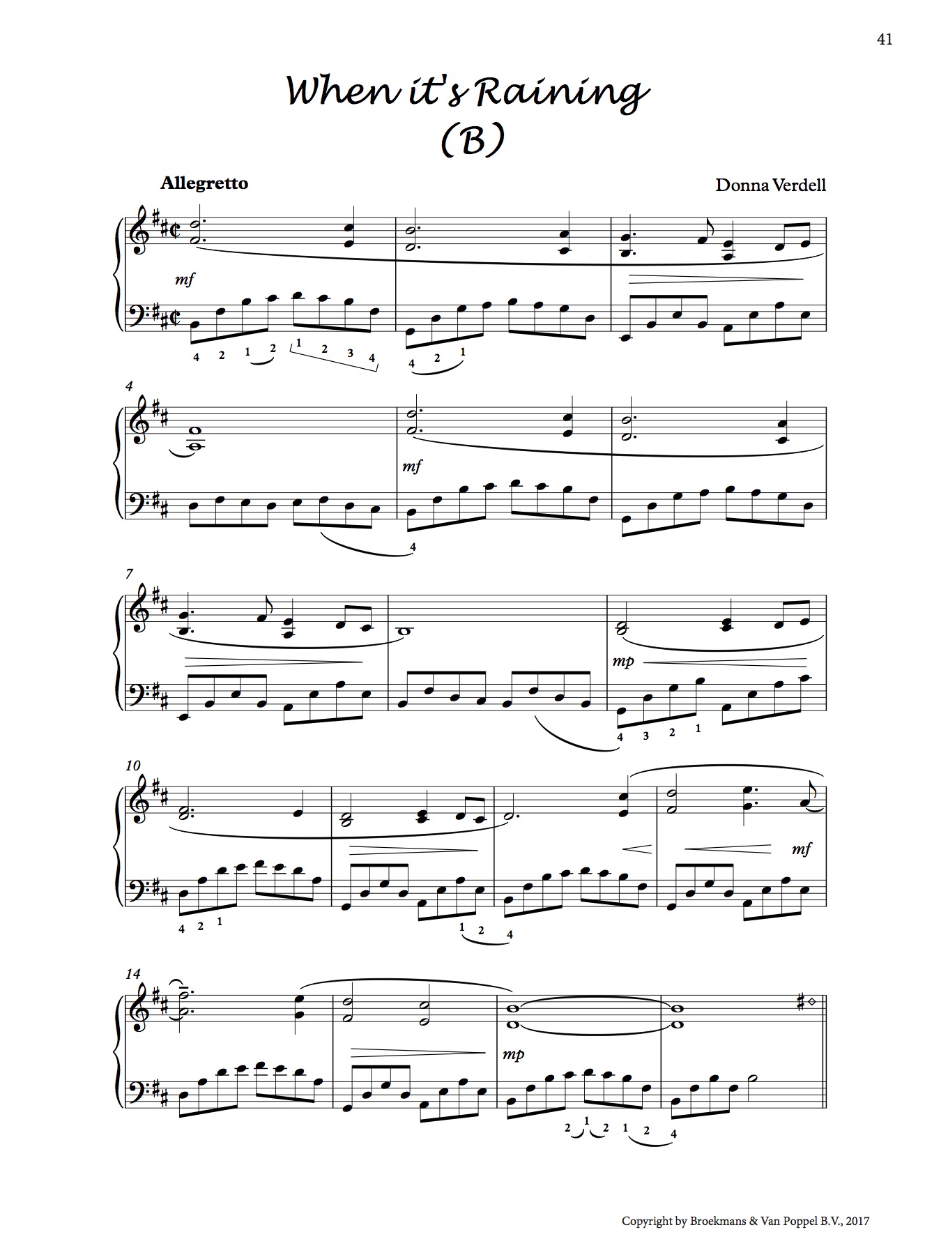 Donna Verdell - When it's Raining (B) for Harp
